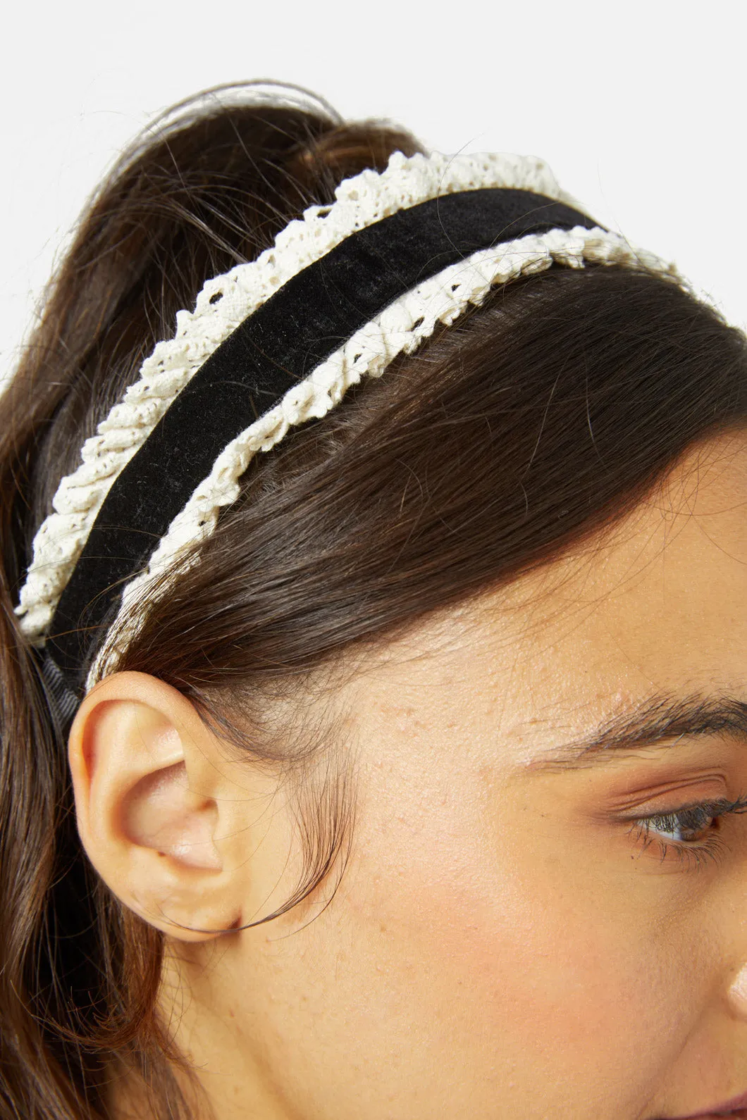 Velvet & Lace Bow Headband