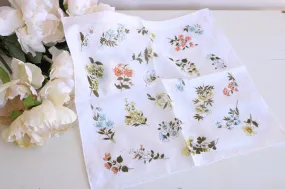 Vintage Colorful Autumn Flower Print Cotton Hanky