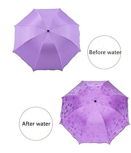 Water Magic Umbrella : 3 Fold Anti UV Protection, Beautiful Wave Design Solid Color Umbrella