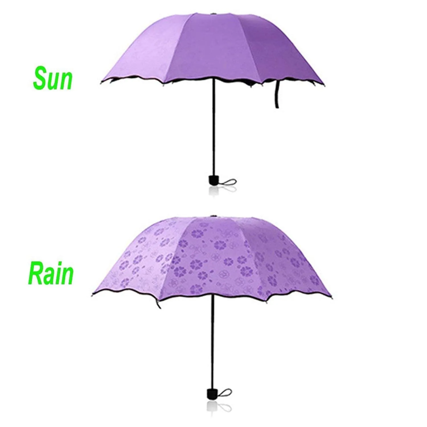 Water Magic Umbrella : 3 Fold Anti UV Protection, Beautiful Wave Design Solid Color Umbrella