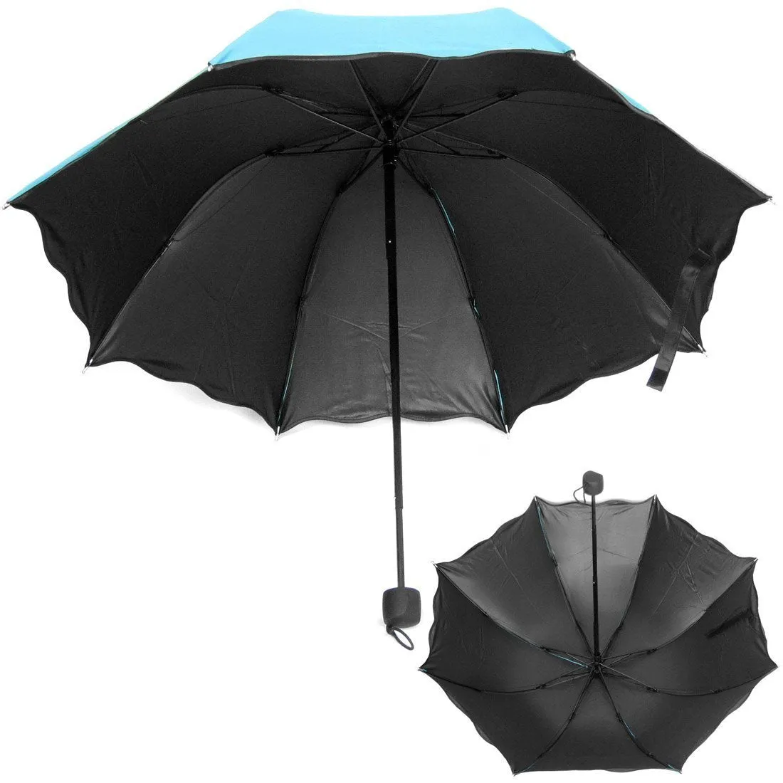 Water Magic Umbrella : 3 Fold Anti UV Protection, Beautiful Wave Design Solid Color Umbrella