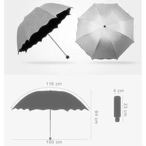 Water Magic Umbrella : 3 Fold Anti UV Protection, Beautiful Wave Design Solid Color Umbrella