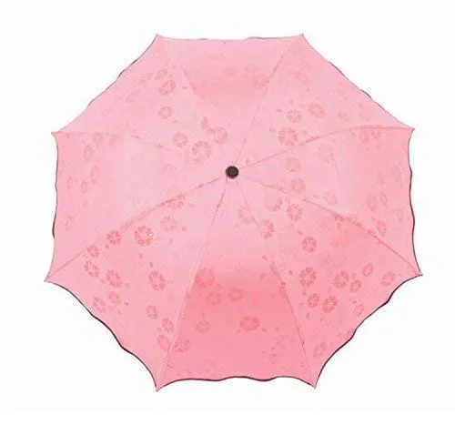 Water Magic Umbrella : 3 Fold Anti UV Protection, Beautiful Wave Design Solid Color Umbrella