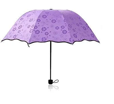 Water Magic Umbrella : 3 Fold Anti UV Protection, Beautiful Wave Design Solid Color Umbrella
