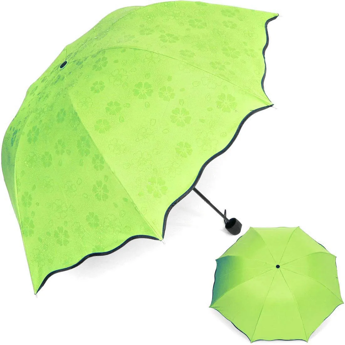 Water Magic Umbrella : 3 Fold Anti UV Protection, Beautiful Wave Design Solid Color Umbrella