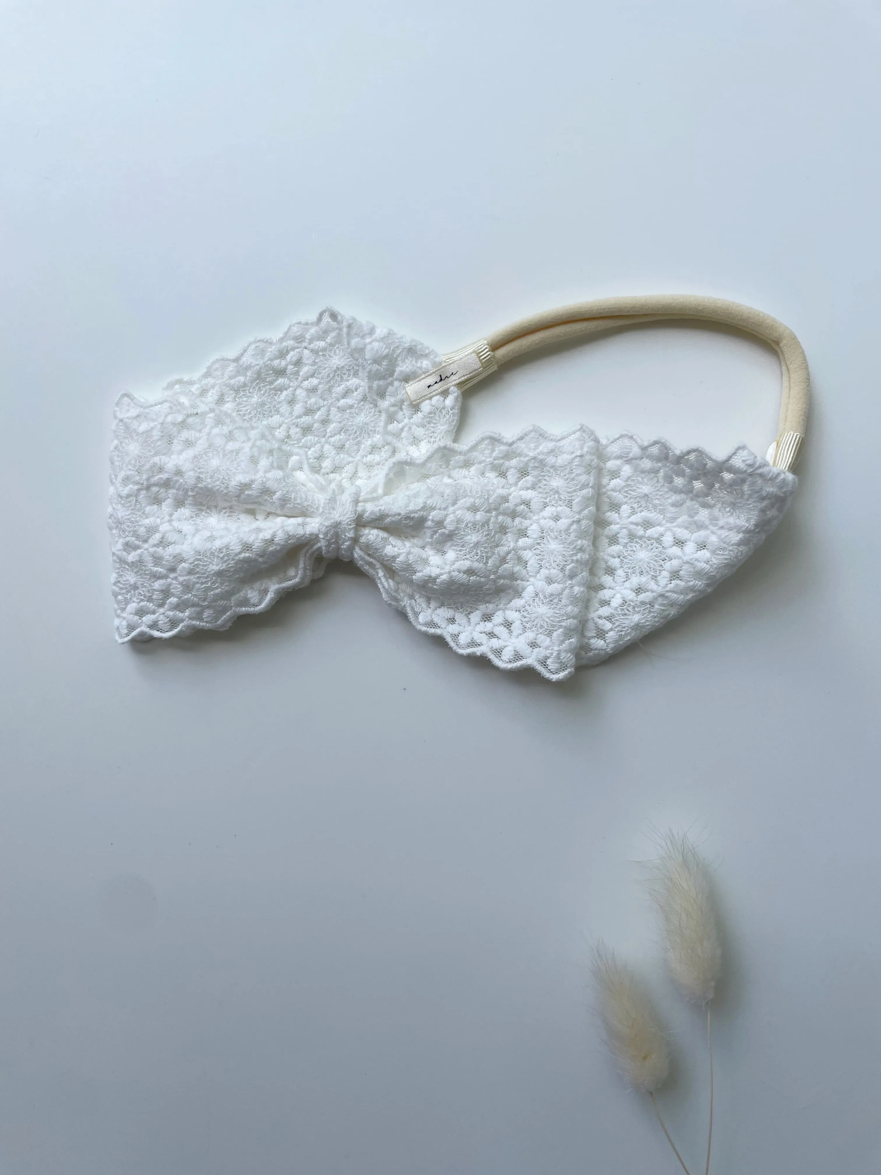White Bow Lace Headband