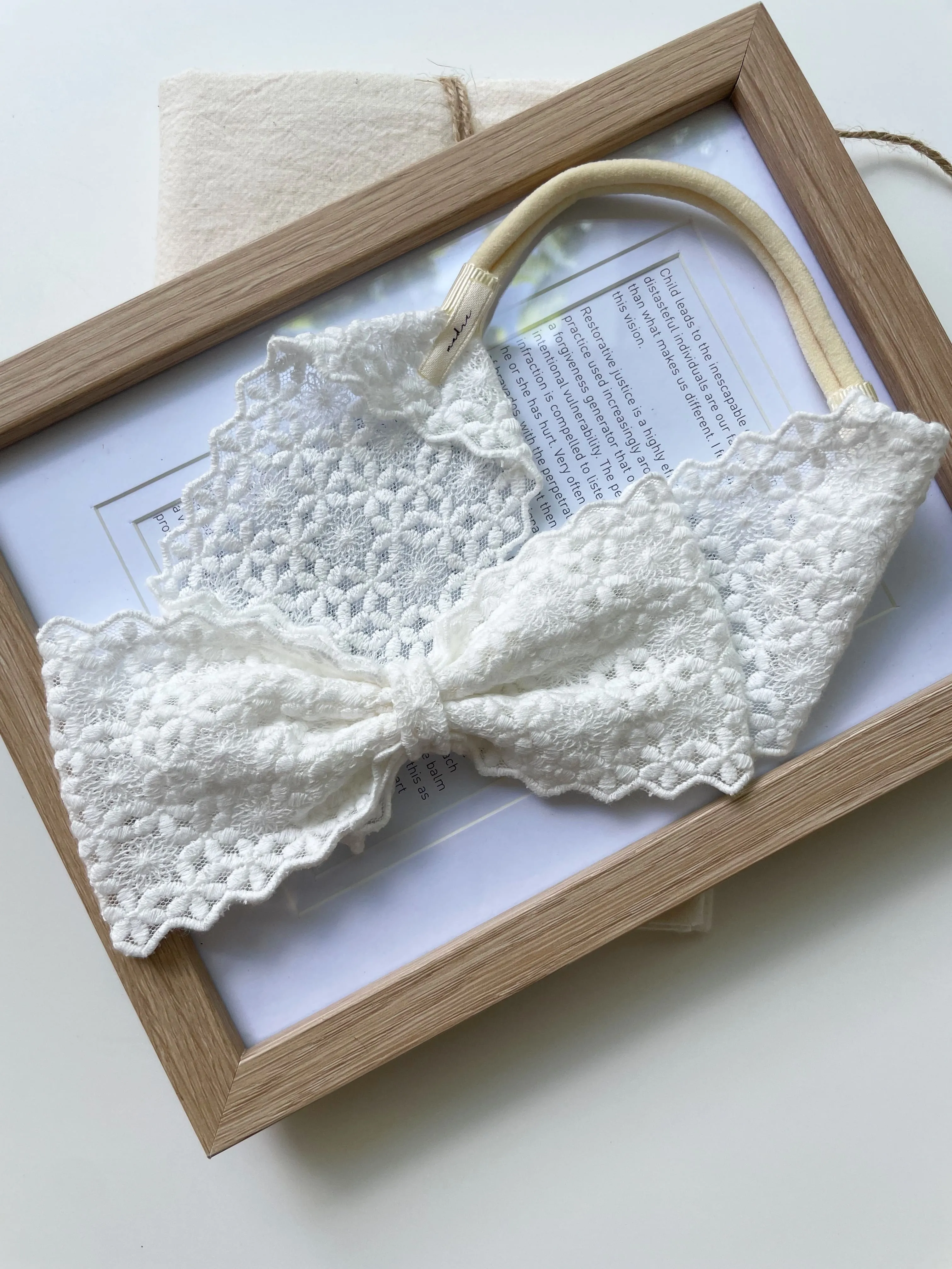 White Bow Lace Headband