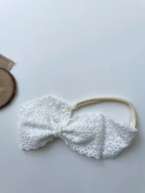 White Bow Lace Headband