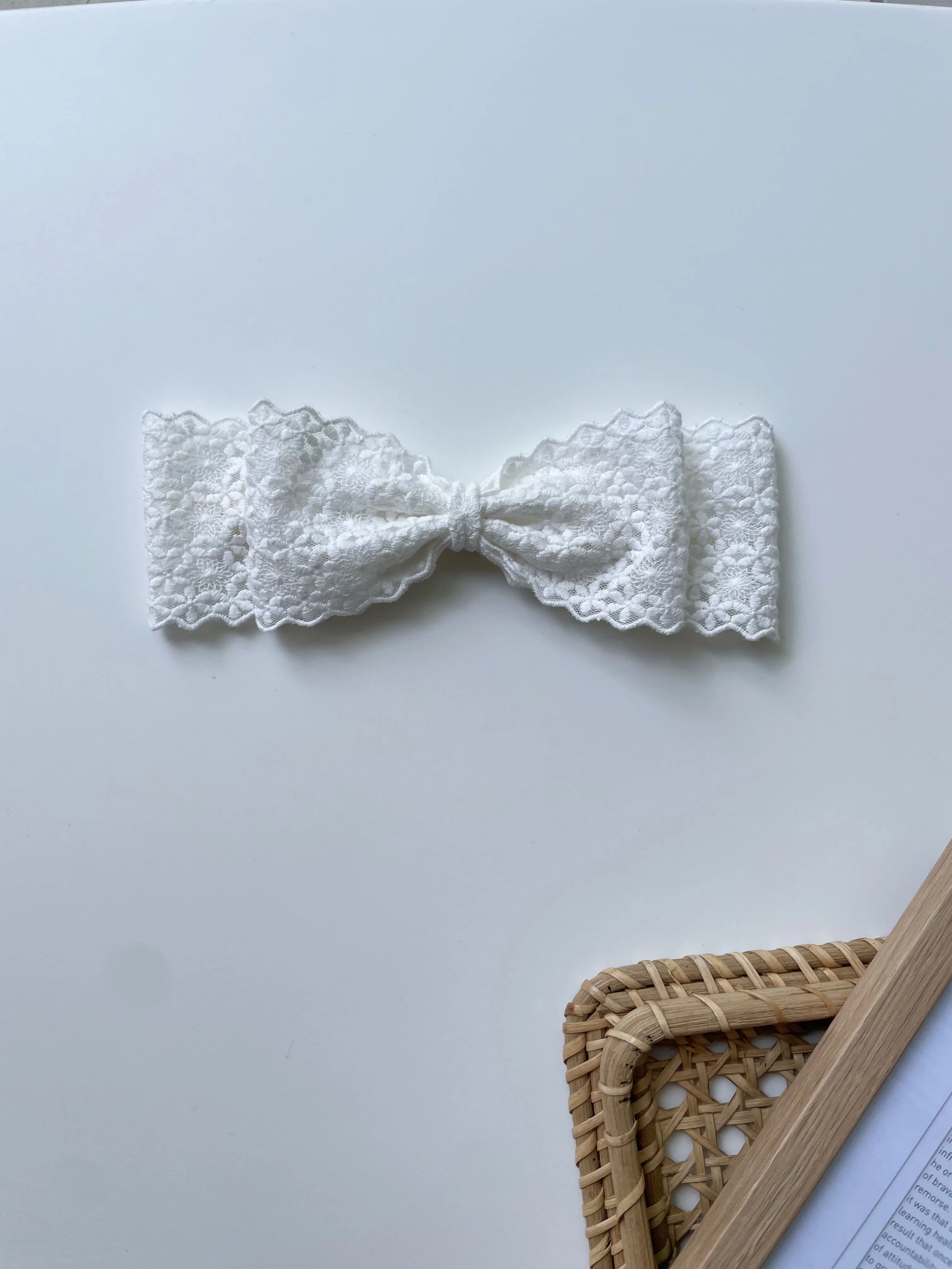 White Bow Lace Headband