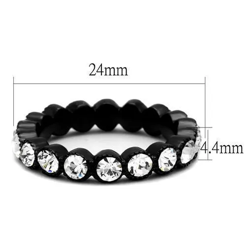 Women Stainless Steel Synthetic Crystal Rings Clear Scallop