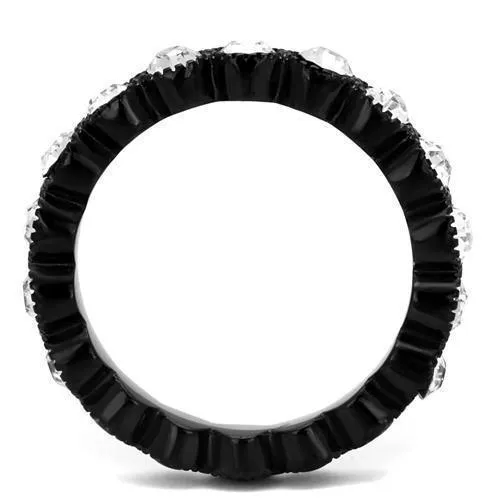 Women Stainless Steel Synthetic Crystal Rings Clear Scallop