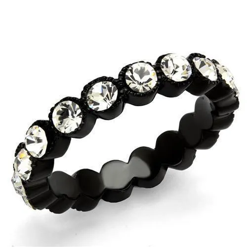Women Stainless Steel Synthetic Crystal Rings Clear Scallop