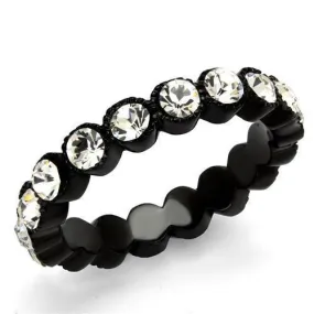 Women Stainless Steel Synthetic Crystal Rings Clear Scallop