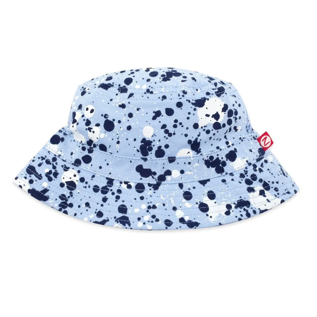 Zutano Baby Bucket Sun Hat Splatter Paint Light Blue - Retired